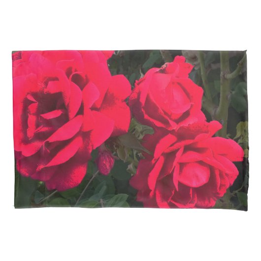 Housse D'oreillers Fleurs de roses rouges (devant)