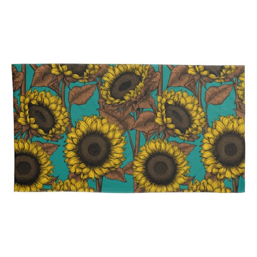 Housse D'oreillers Fleurs de soleil (Dos-Droit)