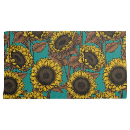 Housse D'oreillers Fleurs de soleil (devant-Droit)