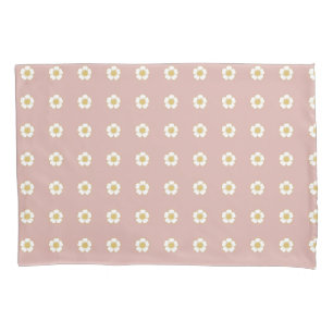 Housse D'oreillers Fleurs de tasse à beurre rose pâle jaune et blanc