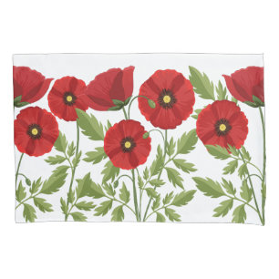 Housse D'oreillers Fleurs d'été joyeuses floraison de pavot