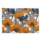 Housse D'oreillers Fleurs et fleurs de pavot orangé 2 (Dos-Droit)