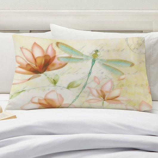 Housse D'oreillers Fleurs et libellule