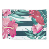 Housse D'oreillers Fleurs exotiques roses rayées (Dos)