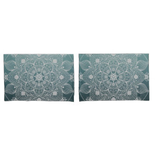 Housse D'oreillers Fleurs, Feuille, Mandala Floral en dentelle blanch