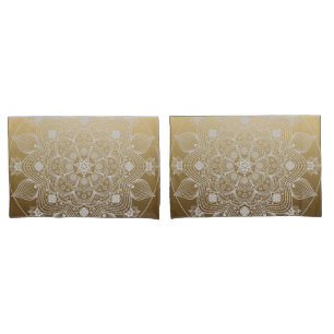 Housse D'oreillers Fleurs, Feuilles, Dentelle Blanche Floral Mandala 