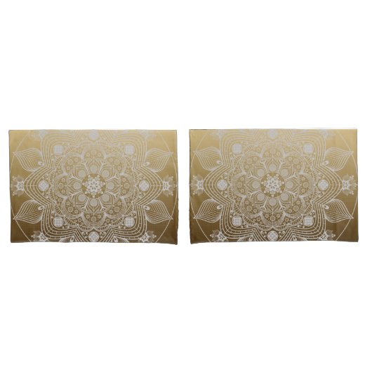 Housse D'oreillers Fleurs, Feuilles, Dentelle Blanche Floral Mandala  (devant-Set)