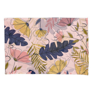 Housse D'oreillers Fleurs Feuilles tropicales Imprimer Vintage