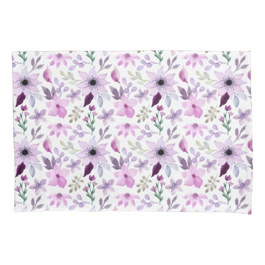 Housse D'oreillers Fleurs florales violettes pastel rose (devant)