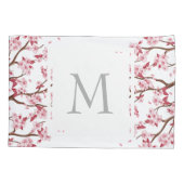Housse D'oreillers Fleurs japonaises de cerises roses - Monogramme (Dos)