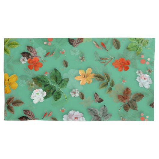 Housse D'oreillers Fleurs jaunes et roses blanches 14 (devant)