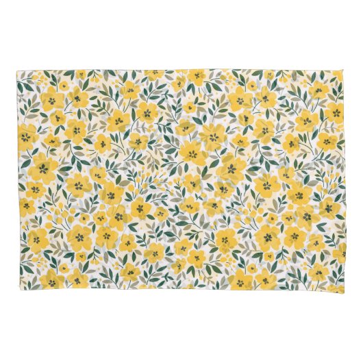 Housse D'oreillers Fleurs jaunes : moderne floral sans soudure. (devant)