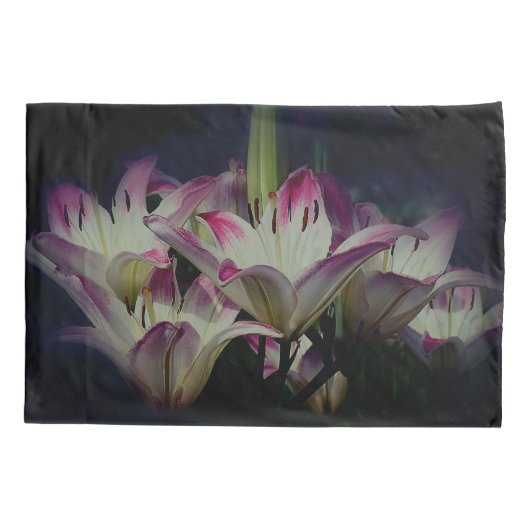 Housse D'oreillers Fleurs Lys Blanches Et Rouges (Dos)