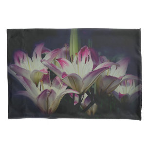 Housse D'oreillers Fleurs Lys Blanches Et Rouges