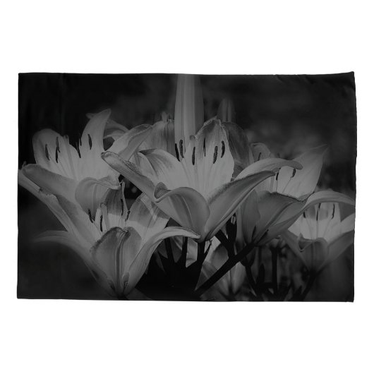 Housse D'oreillers Fleurs Lys En Noir Et Blanc (Dos)