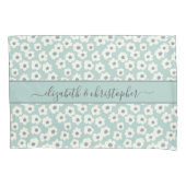Housse D'oreillers Fleurs Monogram Boho Vert de Sauge Blanc Gris (devant-gauche)