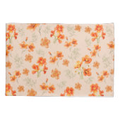 Housse D'oreillers Fleurs orange avec Feuilles verts (Dos)