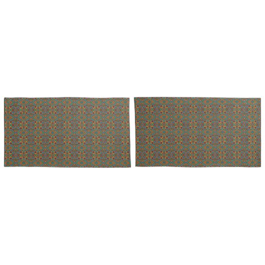 Housse D'oreillers Fleurs orange et bleu (Dos-Set)