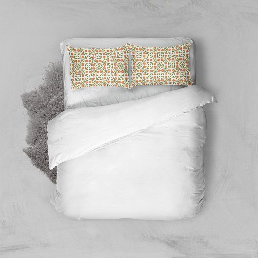 Housse D'oreillers Fleurs orange, motif floral, verdure, Boho
