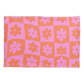 Housse D'oreillers Fleurs orange rose rétro déformées sur les tableau (Dos)