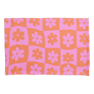 Housse D'oreillers Fleurs orange rose rétro déformées sur les tableau