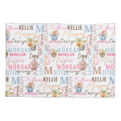 Housse D'oreillers Fleurs peintes avec nom et collage Monogramme (Dos-gauche)