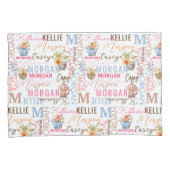 Housse D'oreillers Fleurs peintes avec nom et collage Monogramme (devant-Droit)