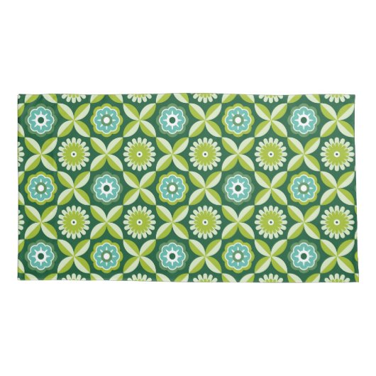 Housse D'oreillers Fleurs rétro vertes (Dos)