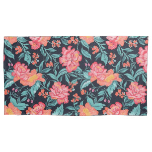 Housse D'oreillers Fleurs roses et coraux