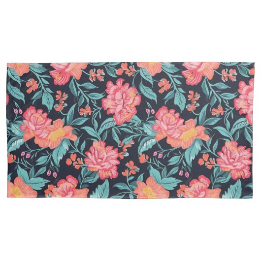 Housse D'oreillers Fleurs roses et coraux (devant-gauche)