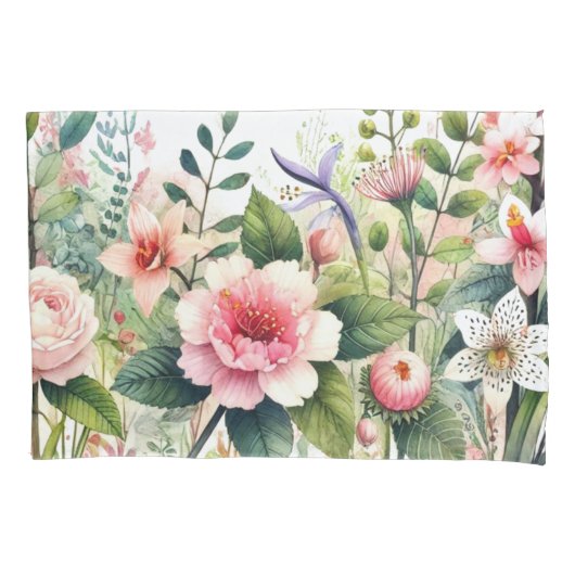 Housse D'oreillers Fleurs roses floral (devant)