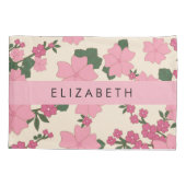 Housse D'oreillers Fleurs Roses, Motif De Fleurs, Votre Nom (Dos)