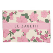 Housse D'oreillers Fleurs Roses, Motif De Fleurs, Votre Nom (devant)