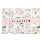 Housse D'oreillers Fleurs roses, Roses, Fleurs Aquarelles, Votre Nom (devant)