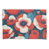 Housse D'oreillers Fleurs rouges radiantes et pavots (devant-gauche)