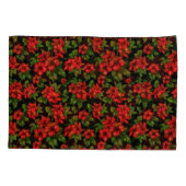 Housse D'oreillers Fleurs rouges sur l'arrière - plan noir (Dos-gauche)