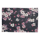 Housse D'oreillers Fleurs Sakura Roses Noires, Design Motif, (Dos)