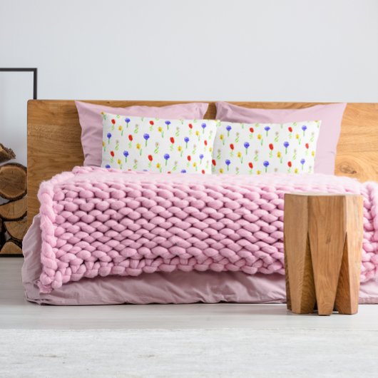 Housse D'oreillers Fleurs sauvages aquarelle