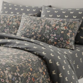 Housse D'oreillers Fleurs sauvages boho gris charbon