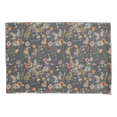 Housse D'oreillers Fleurs sauvages boho gris charbon (devant)
