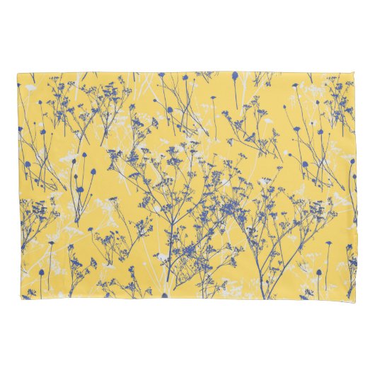 Housse D'oreillers Fleurs sauvages élégants modernes sur la moutarde  (devant-gauche)
