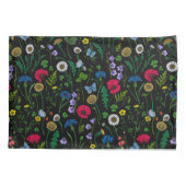 Housse D'oreillers Fleurs sauvages en noir (Dos-gauche)
