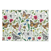 Housse D'oreillers Fleurs sauvages et papillons sur blanc (Dos-gauche)