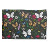 Housse D'oreillers Fleurs sauvages et papillons sur le noir (Dos-gauche)