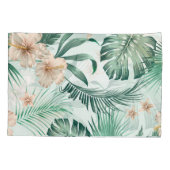 Housse D'oreillers Fleurs tropicales, motif feuillage luxuriant. (Dos)