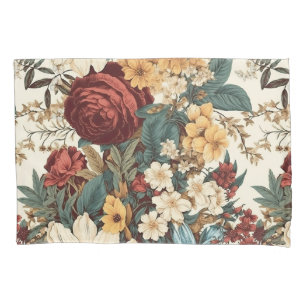 Housse D'oreillers Fleurs vintages de Rose, tulipe, lys et marguerite