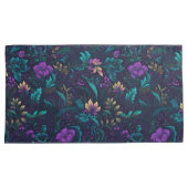 Housse D'oreillers Fleurs violettes et Feuilles Turquoises (devant-Droit)