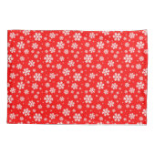 Housse D'oreillers Flocons blancs sur motif hiver rouge (Dos)