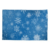Housse D'oreillers Flocons de Neige Bleus Classique Hiver Blanc (Dos-gauche)