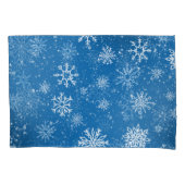 Housse D'oreillers Flocons de Neige Bleus Classique Hiver Blanc (devant-gauche)